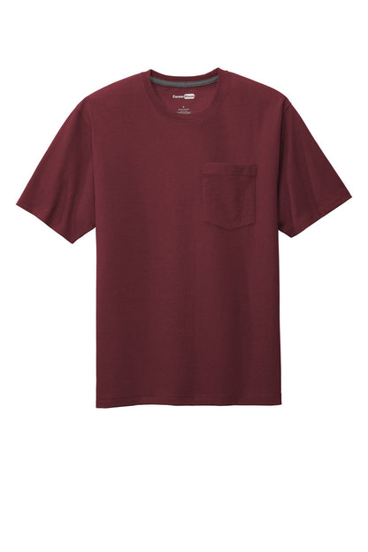 Front View of Maroon CornerStone Workwear Pocket Tee CS430