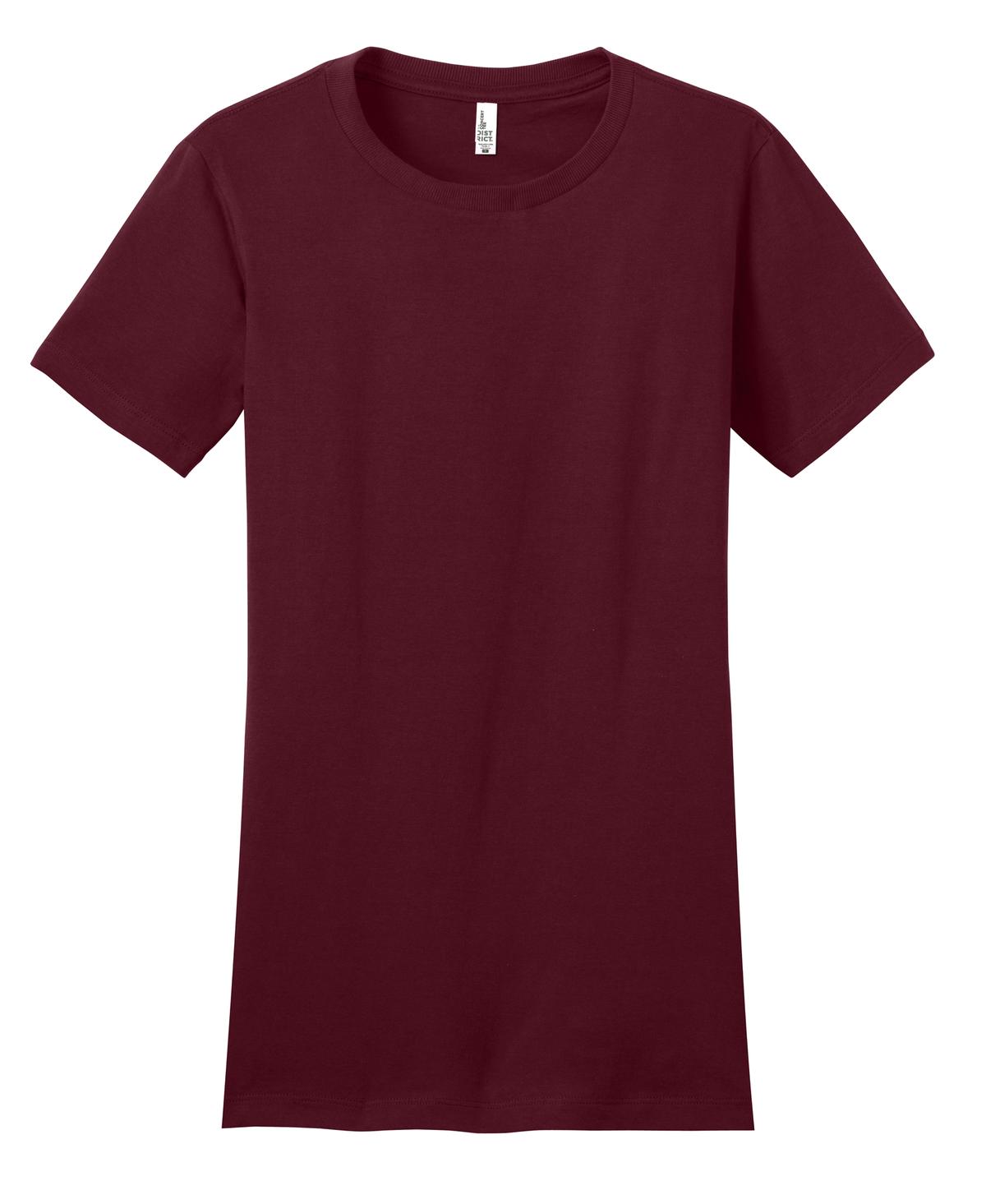 Front View of Maroon District Women's Fitted The Concert Tee DT5001