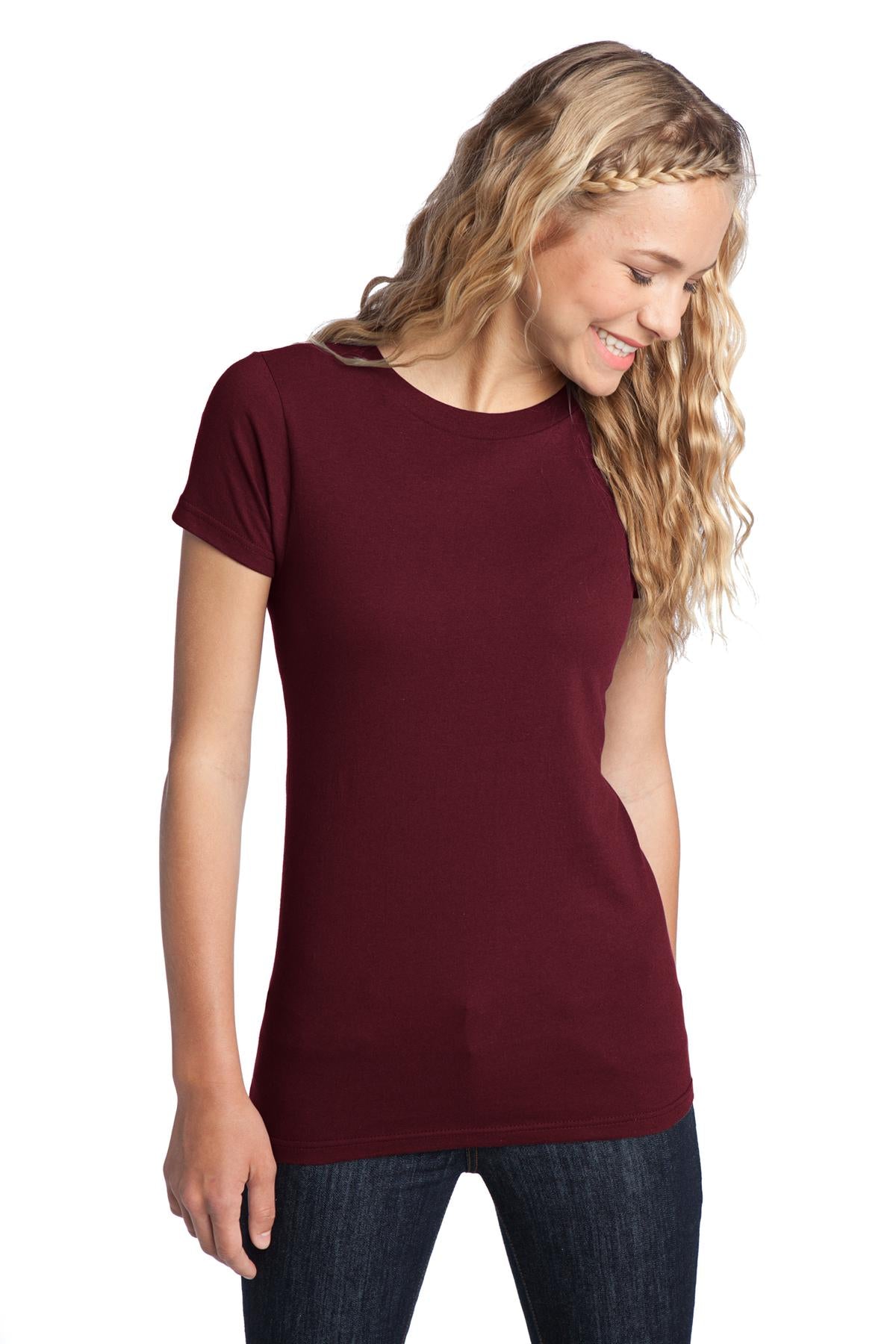 Front View of Maroon District Women's Fitted The Concert Tee DT5001