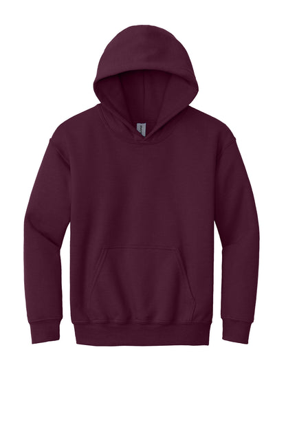Front View of Maroon Gildan - Youth Heavy Blend Hooded Sweatshirt. 18500B
