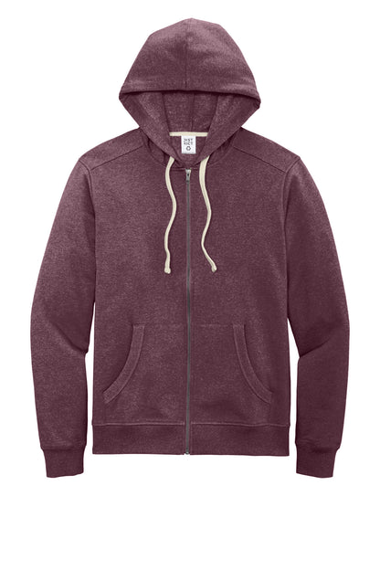 Front View of Maroon Hthr District Re-Fleece Full-Zip Hoodie DT8102