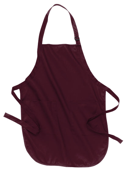 Front View of Maroon Port Authority Full-Length Apron with Pockets. A500