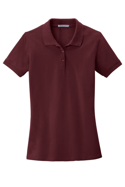 Front View of Maroon Port Authority Women's EZCotton Polo. LK8000