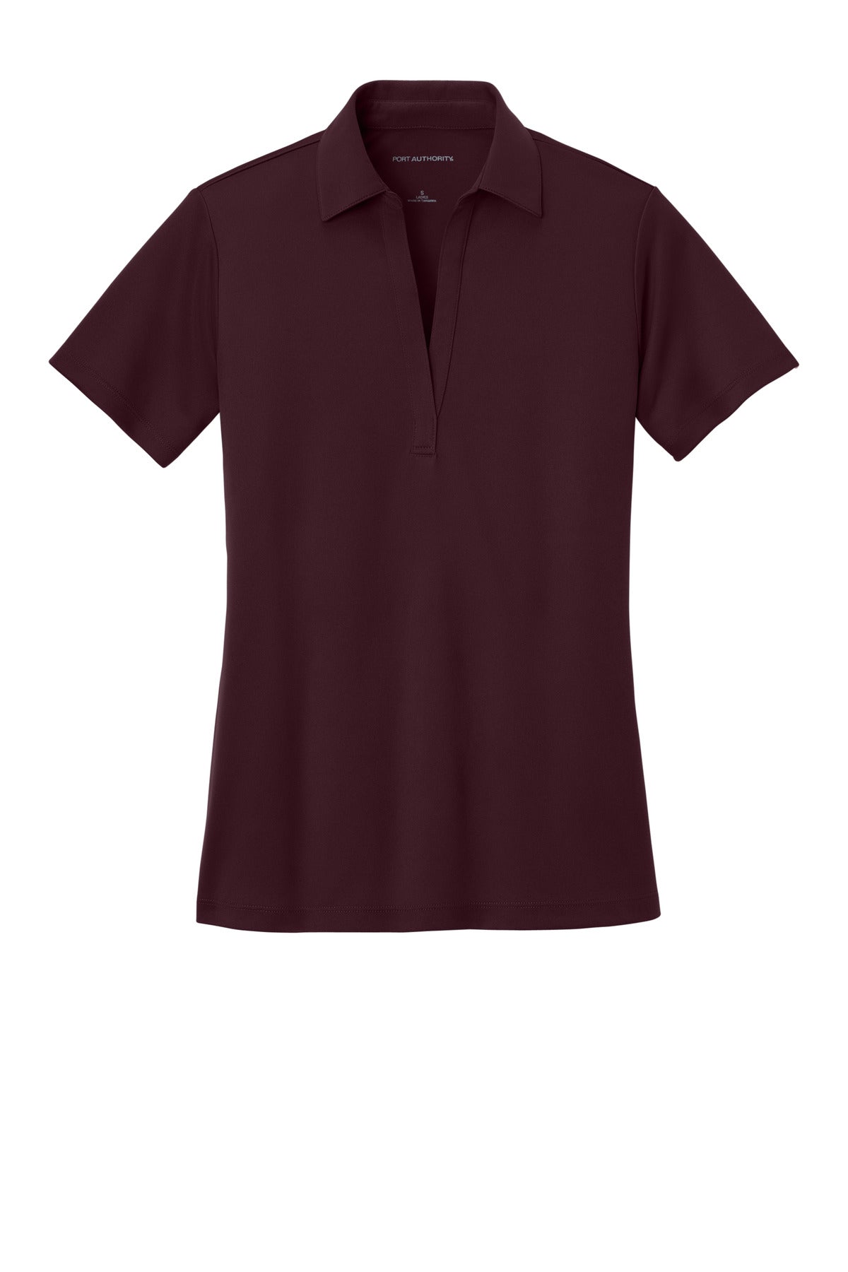Front View of Maroon Port Authority Women's Silk Touch Performance Polo. L540