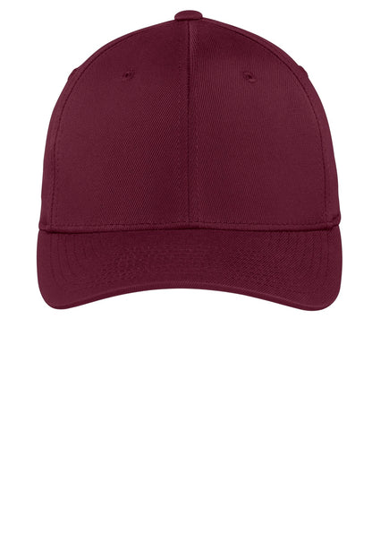 Front View of Maroon Sport-Tek Flexfit Performance Solid Cap. STC17