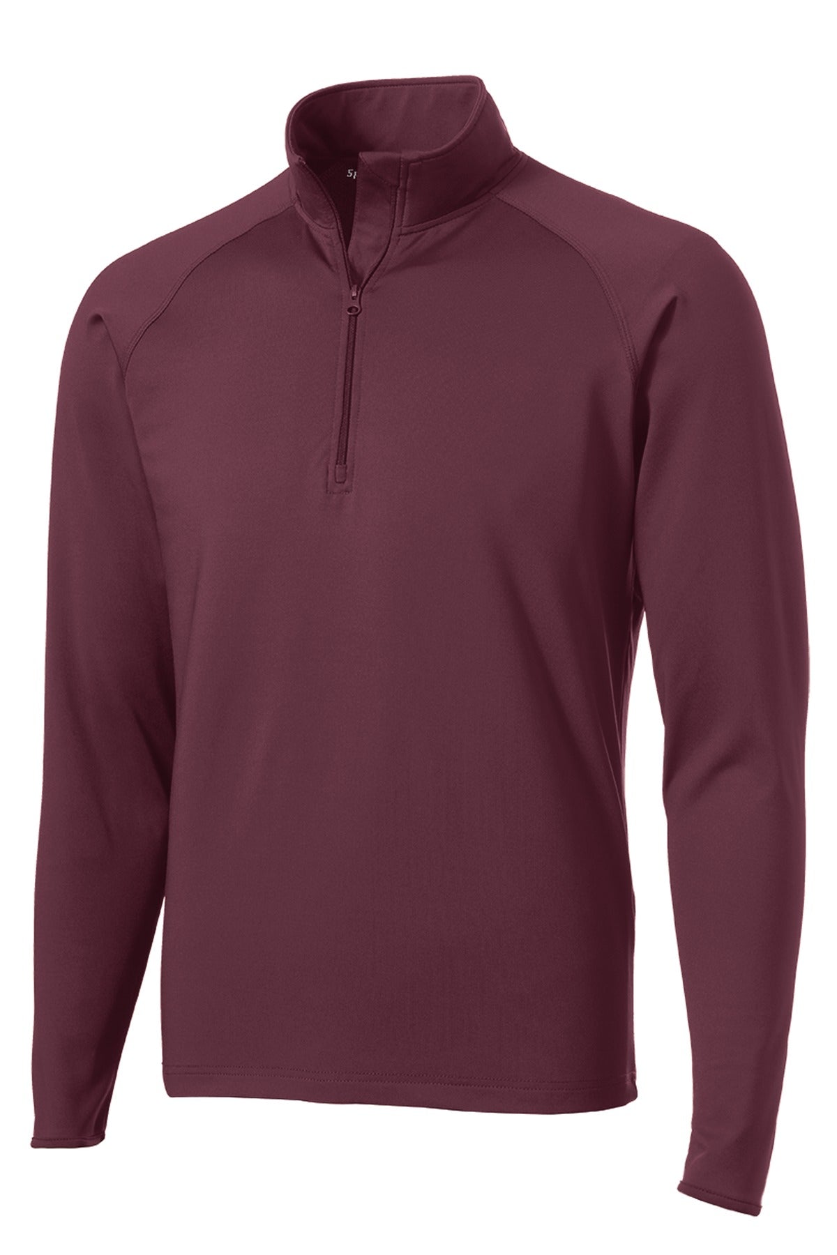 Front View of Maroon Sport-Tek Sport-Wick Stretch 1/4-Zip Pullover. ST850