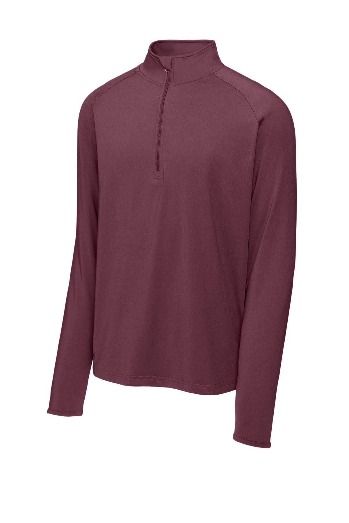 Front View of Maroon Sport-Tek Sport-Wick Stretch 1/4-Zip Pullover. ST850