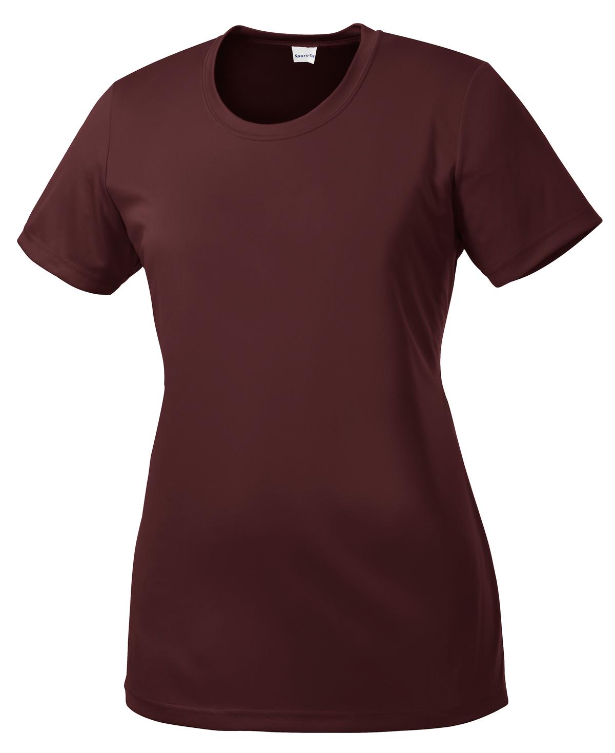 Front View of Maroon Sport-Tek Women's PosiCharge Competitor Tee. LST350