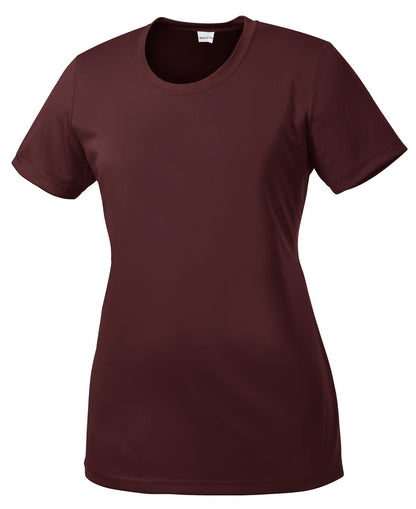 Front View of Maroon Sport-Tek Women's PosiCharge Competitor Tee. LST350