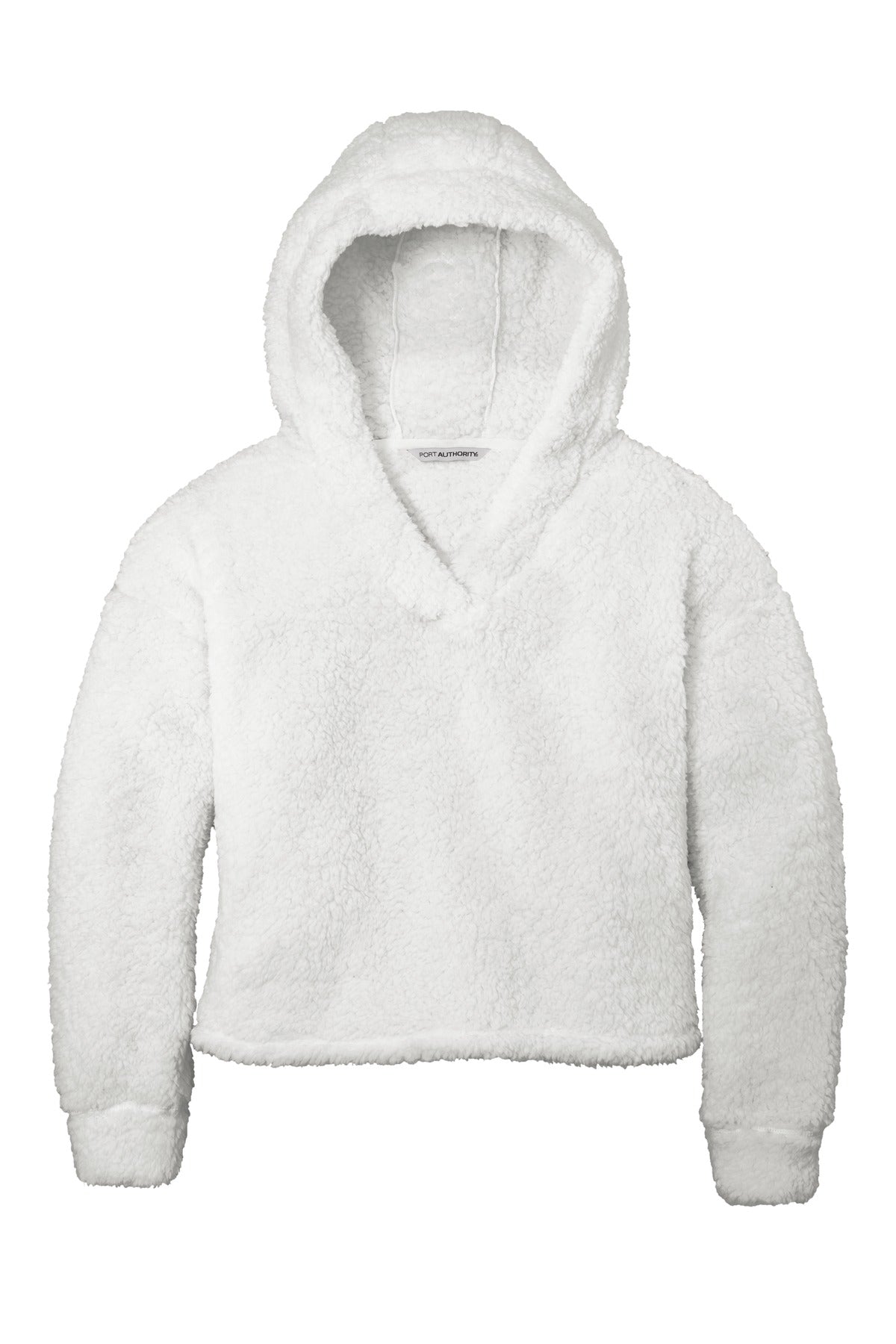 Front View of Marshmallow Port Authority Women's Cozy Fleece Hoodie. L132