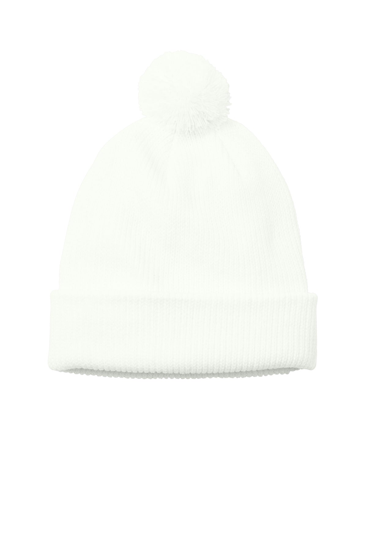 Front View of Marshmllw Port Authority Cozy Pom Beanie C978