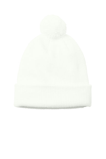 Front View of Marshmllw Port Authority Cozy Pom Beanie C978