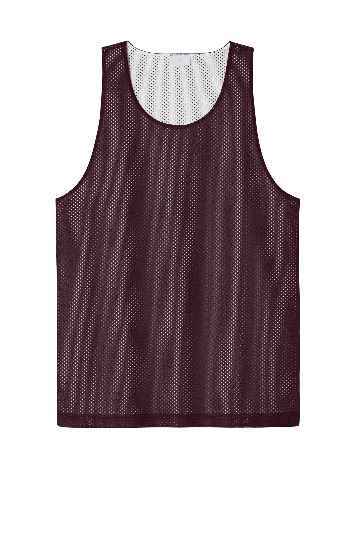 Front View of Mar/White Sport-Tek PosiCharge Reversible Mesh Tank ST5000