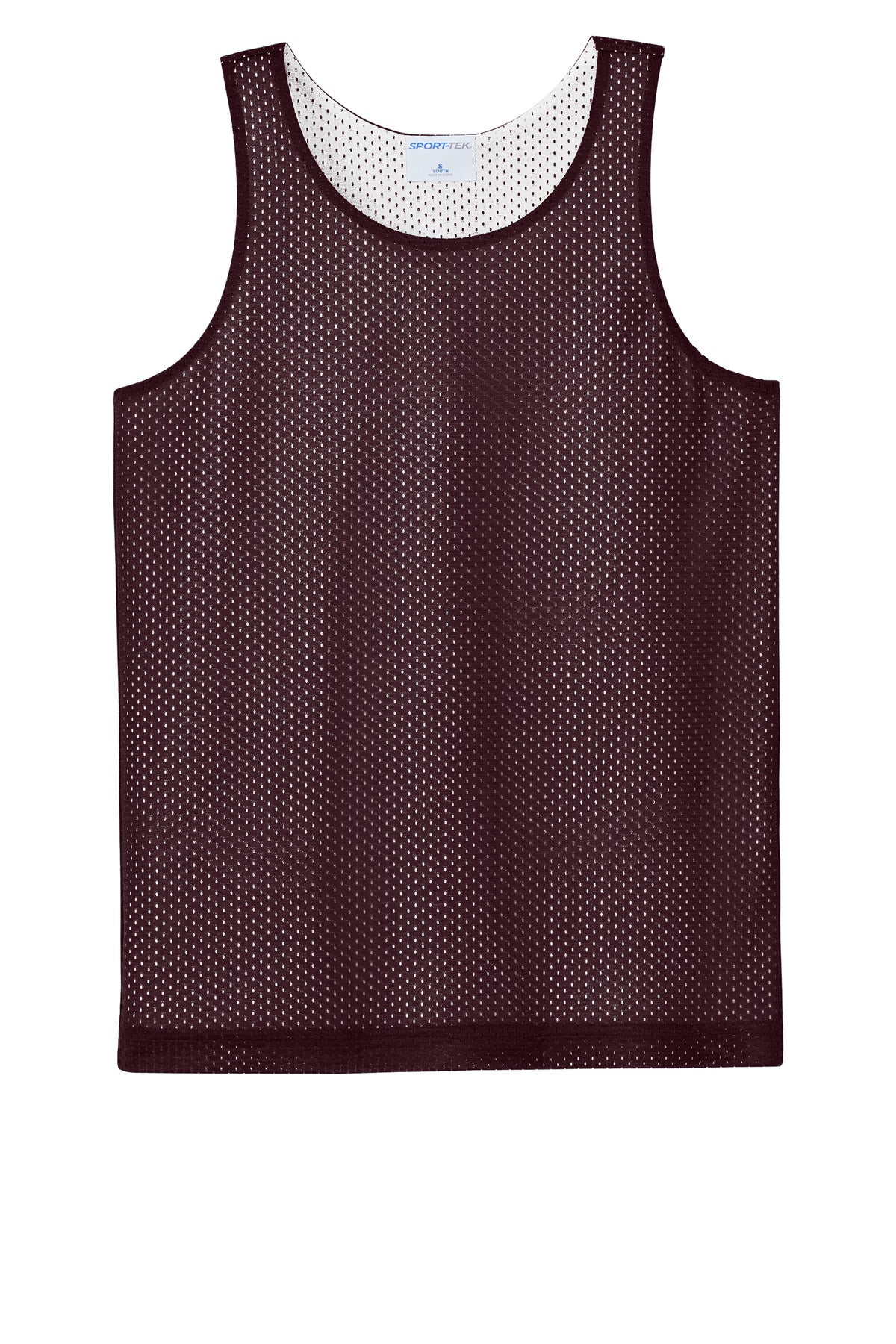 Front View of Mar/White Sport-Tek Youth PosiCharge Reversible Mesh Tank YST5000