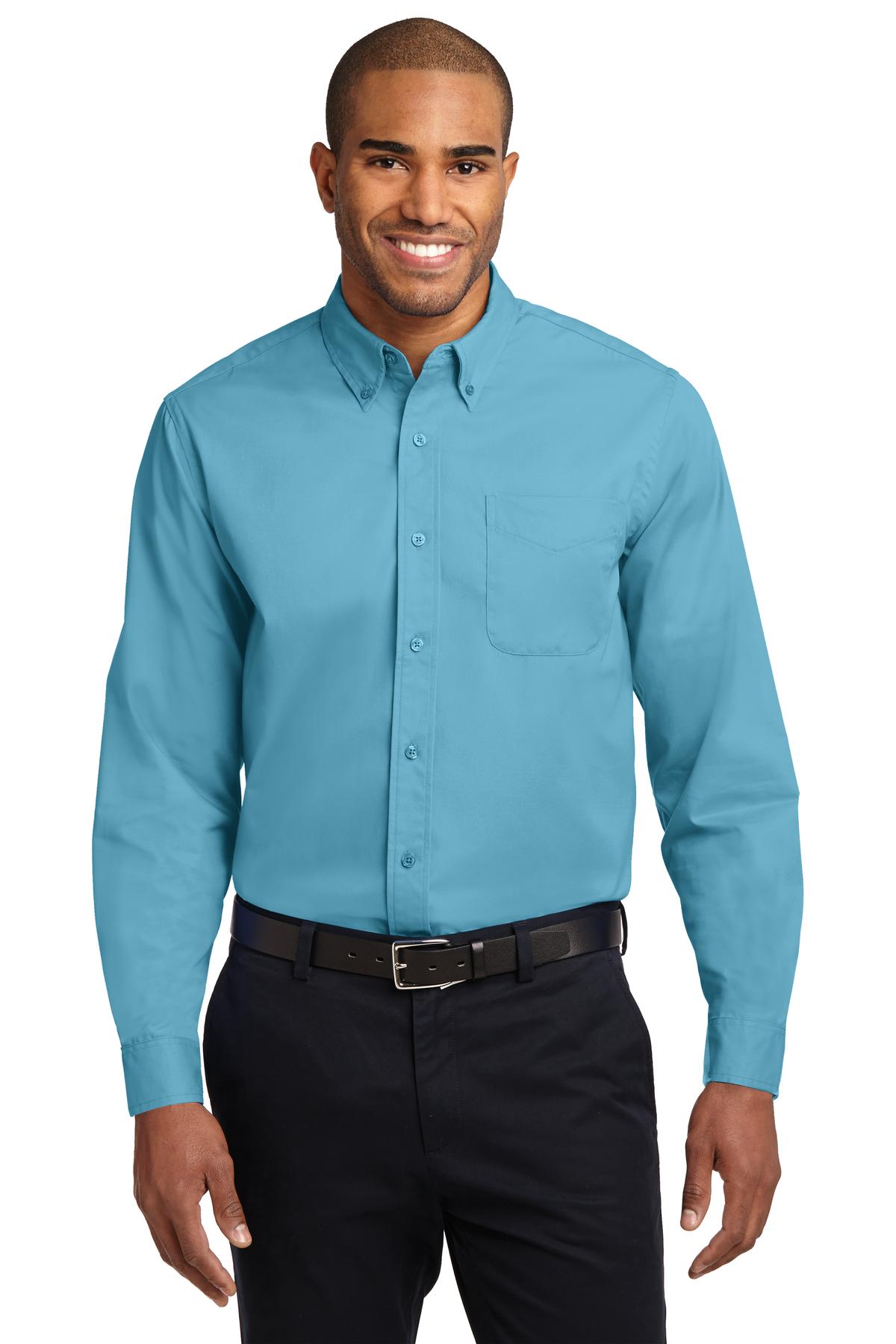 Front View of Maui Blue Port Authority Extended Size Long Sleeve Easy Care Shirt S608ES