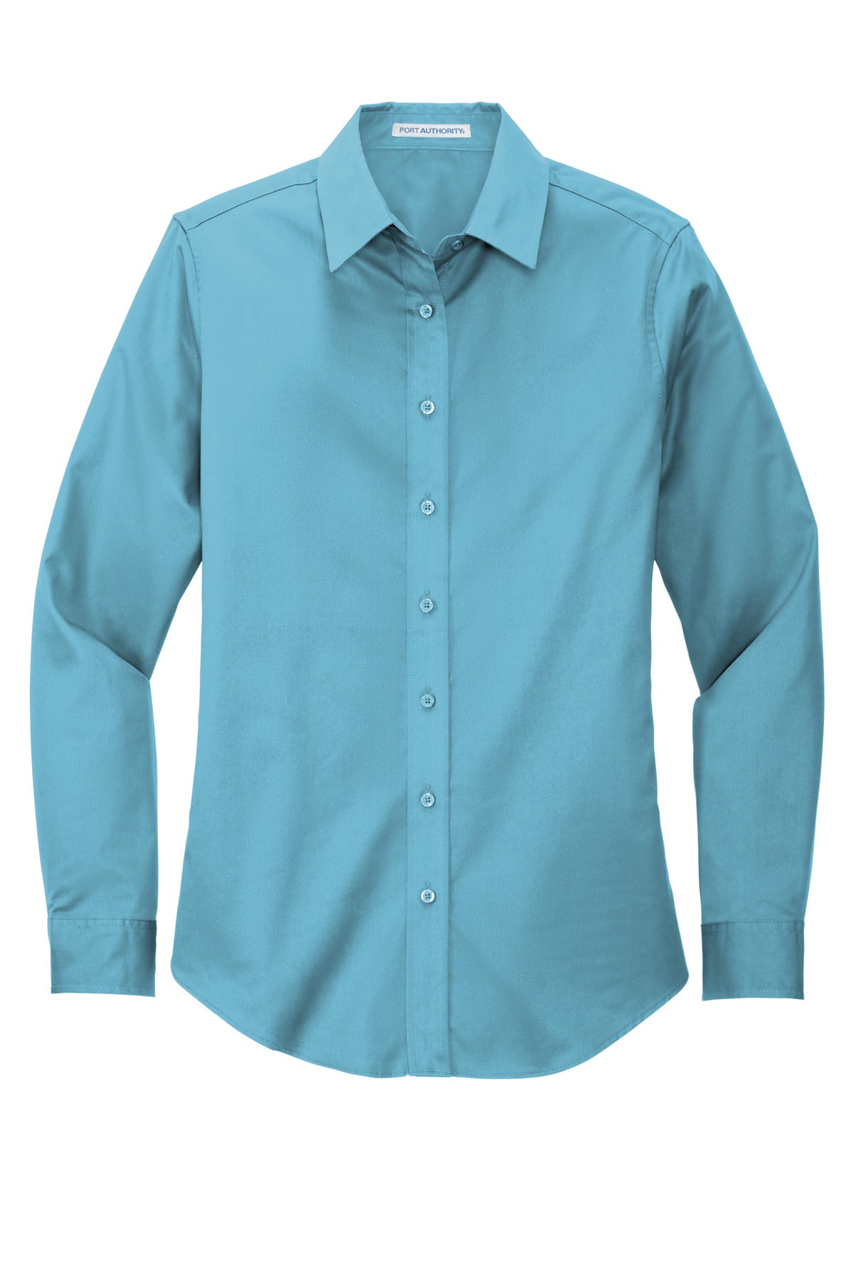 Front View of Maui Blue Port Authority Women's Long Sleeve Easy Care Shirt. L608