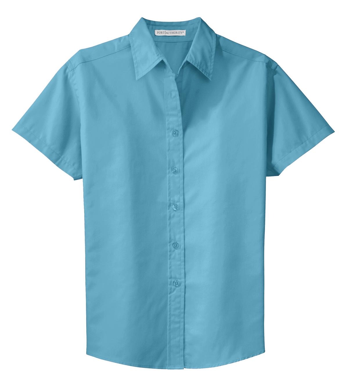 Front View of Maui Blue Port Authority Women's Short Sleeve Easy Care Shirt. L508