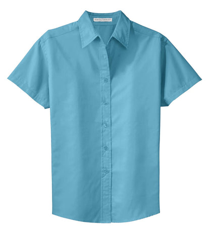 Front View of Maui Blue Port Authority Women's Short Sleeve Easy Care Shirt. L508