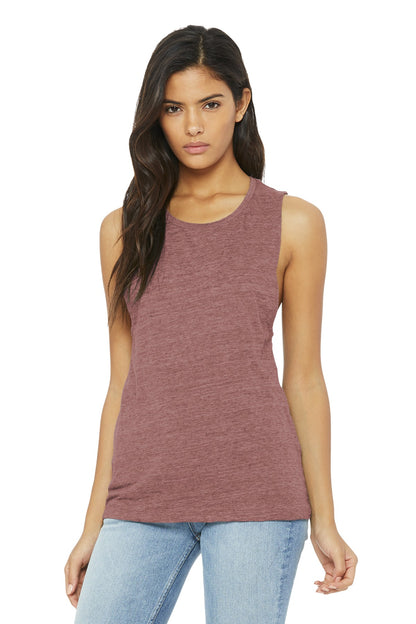 Front View of Mauve Slub BELLA+CANVAS Women's Flowy Scoop Muscle Tank. BC8803