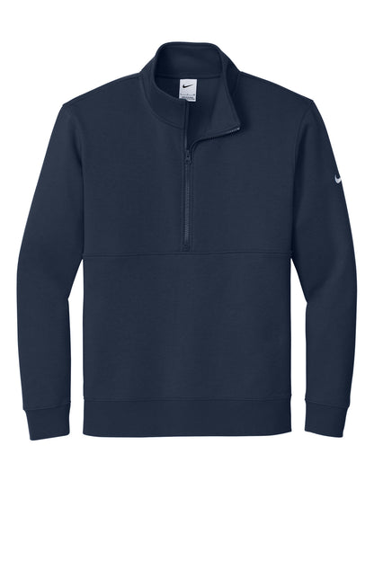 Front View of MdntNavy Nike Club Fleece Sleeve Swoosh 1/2-Zip NKDX6718