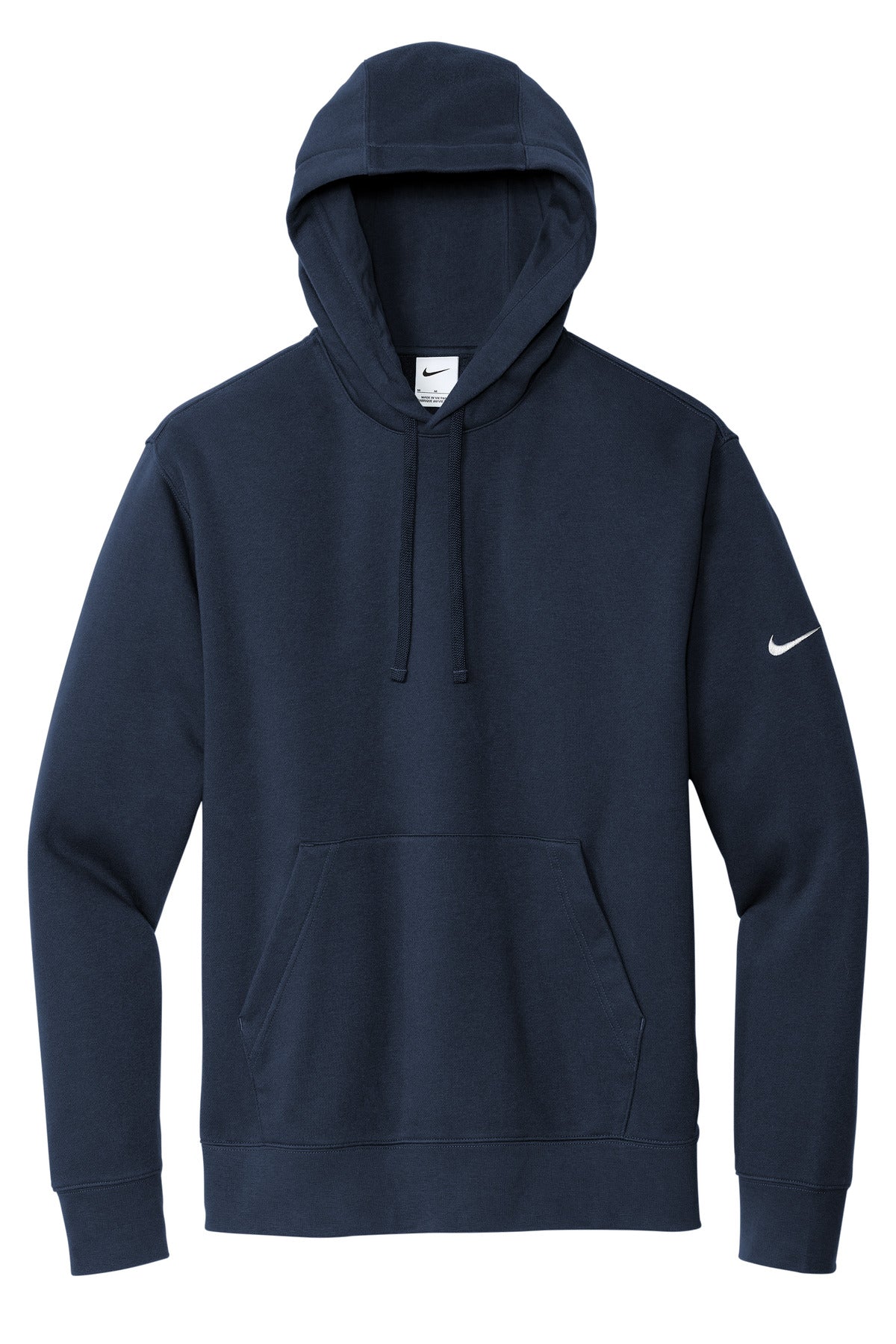 Front View of MdntNavy Nike Club Fleece Sleeve Swoosh Pullover Hoodie NKDR1499