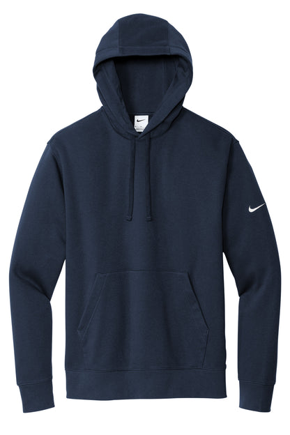 Front View of MdntNavy Nike Club Fleece Sleeve Swoosh Pullover Hoodie NKDR1499