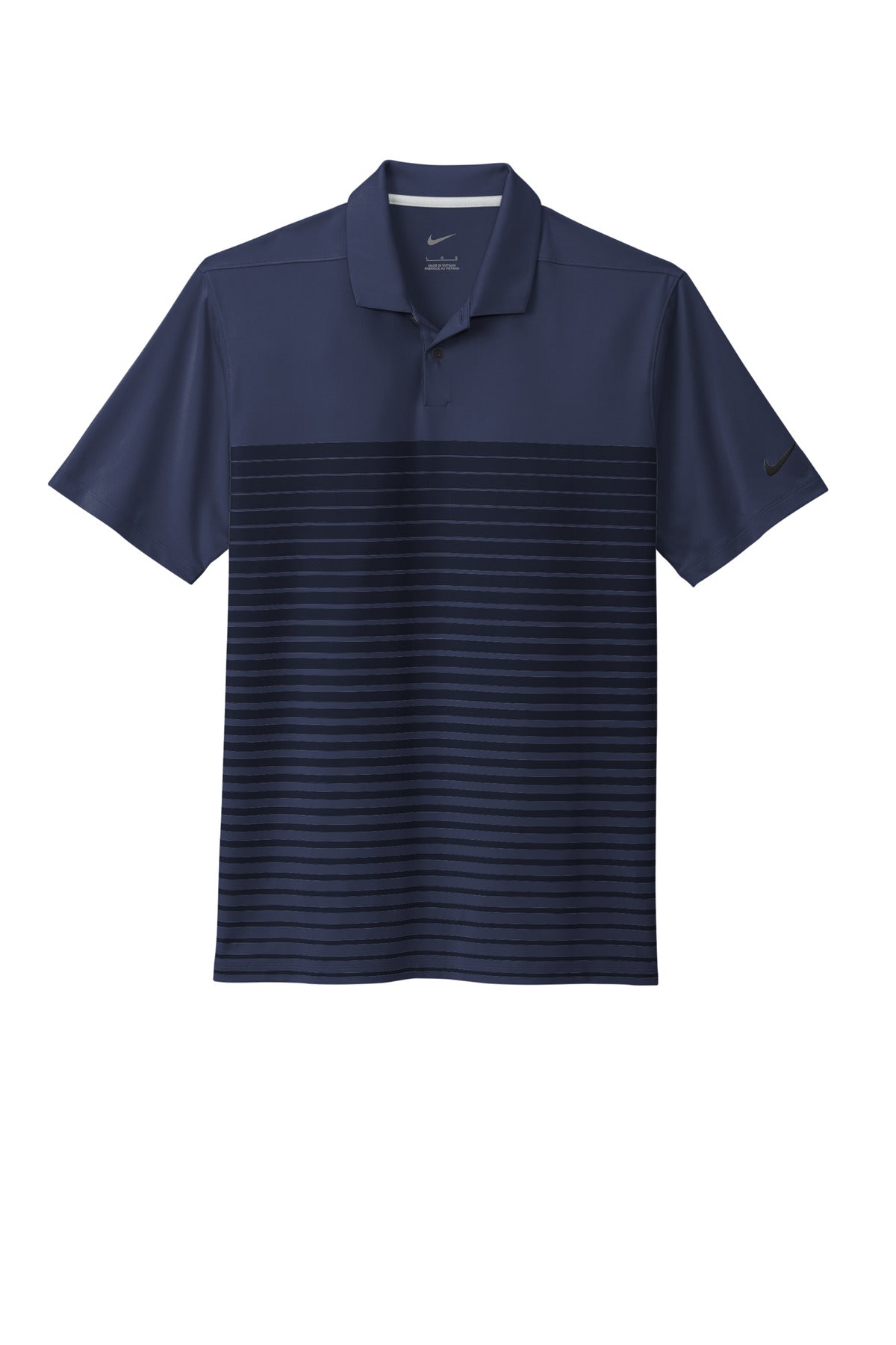 Front View of MdntNavy Nike Dri-FIT Vapor Block Polo NKDC2114