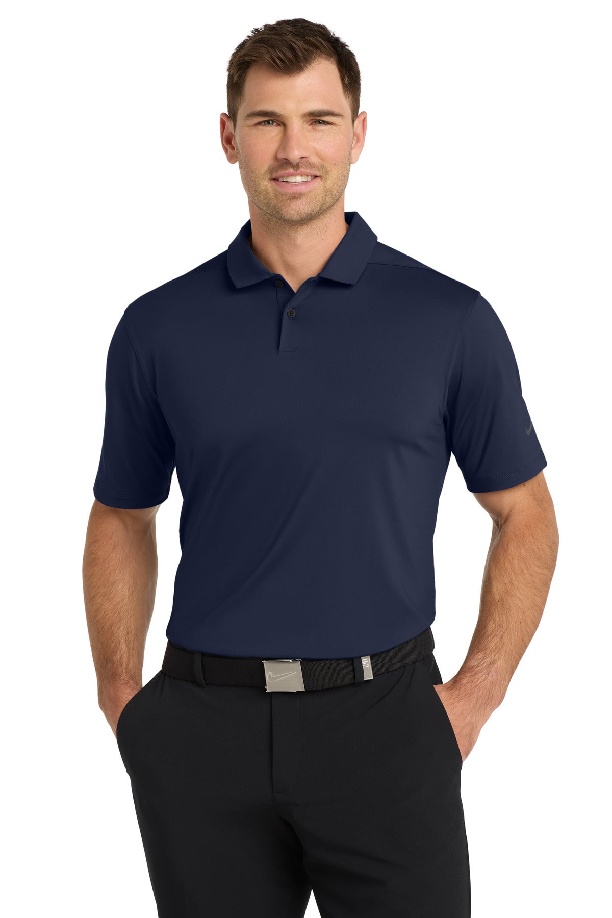 Front View of MdntNavy Nike Dri-FIT Vapor Polo NKDC2108