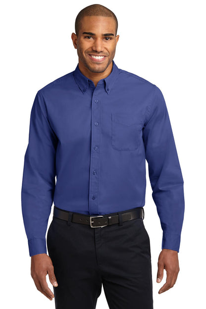 Front View of Med. Blue Port Authority Extended Size Long Sleeve Easy Care Shirt S608ES