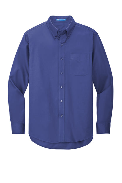 Front View of Med. Blue Port Authority Extended Size Long Sleeve Easy Care Shirt S608ES