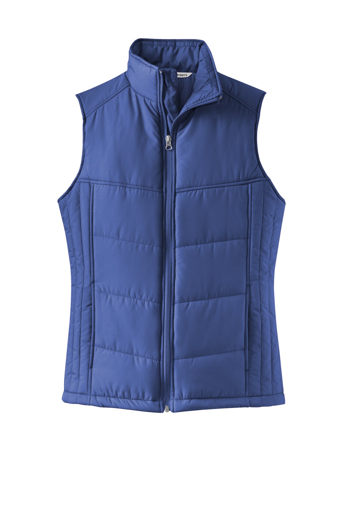 Front View of Medit Blue Port Authority Women's Puffy Vest. L709