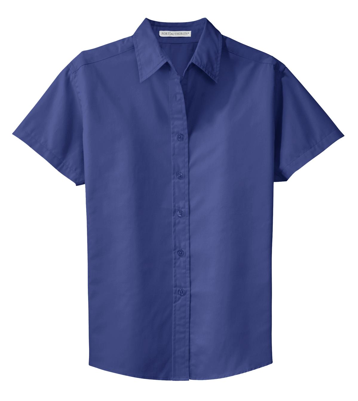 Front View of Mediter. Blue Port Authority Women's Short Sleeve Easy Care Shirt. L508