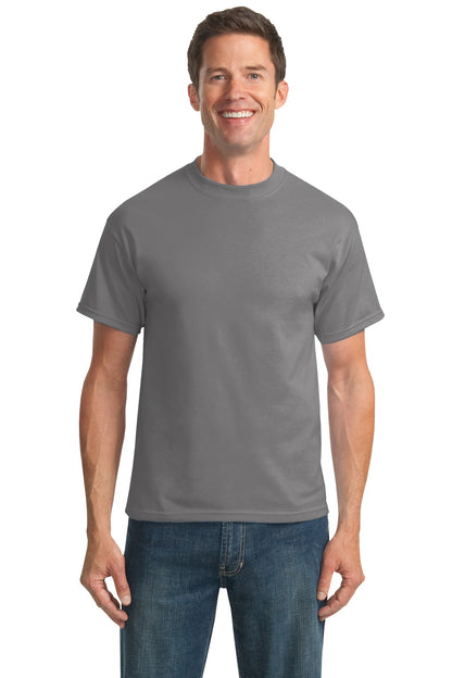 Front View of Medium Grey Port & Company Tall Core Blend Tee. PC55T