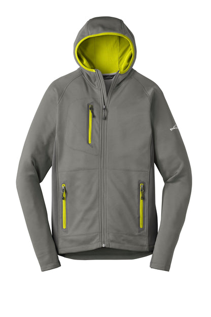 Front View of Met Gy/GS/Citr Eddie Bauer Sport Hooded Full-Zip Fleece Jacket. EB244