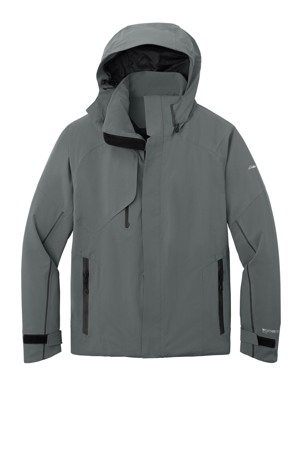 Front View of Metal Grey Eddie Bauer WeatherEdge Plus Insulated Jacket. EB554
