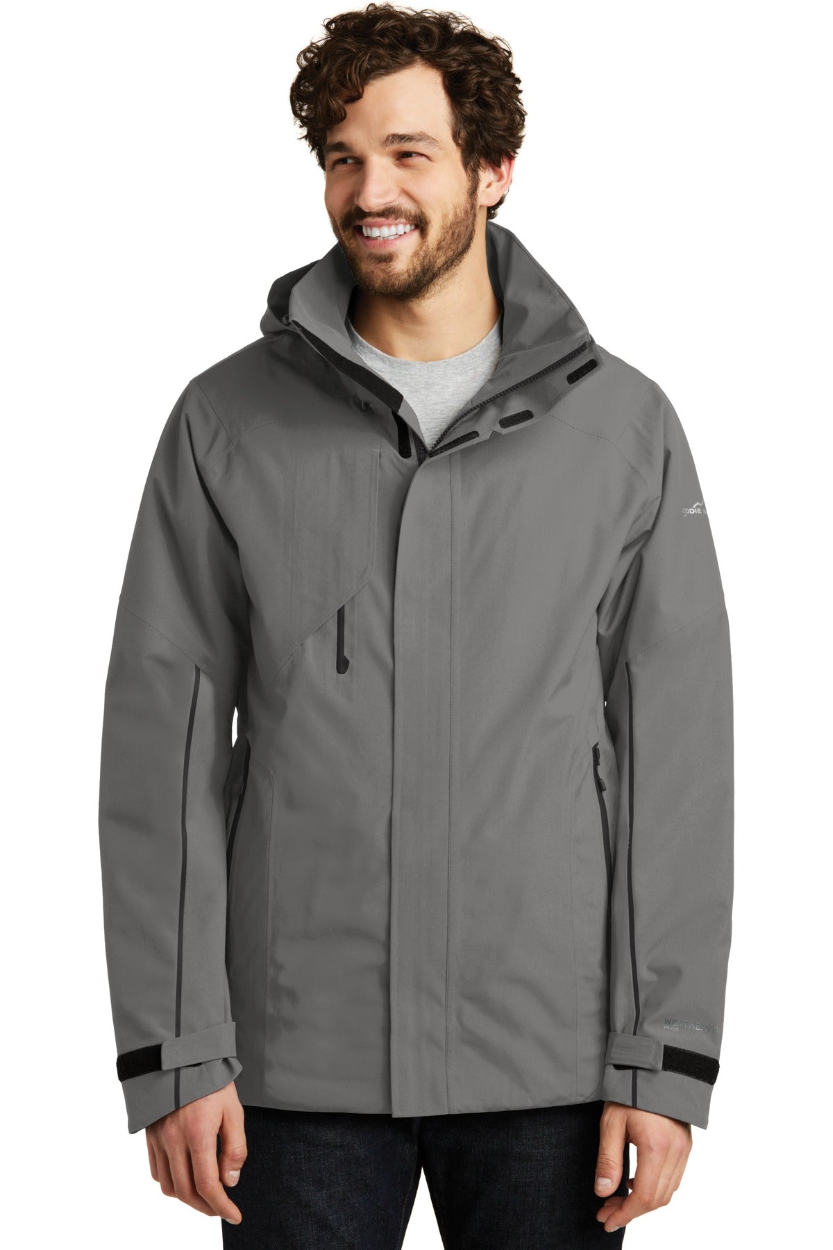 Front View of Metal Grey Eddie Bauer WeatherEdge Plus Insulated Jacket. EB554