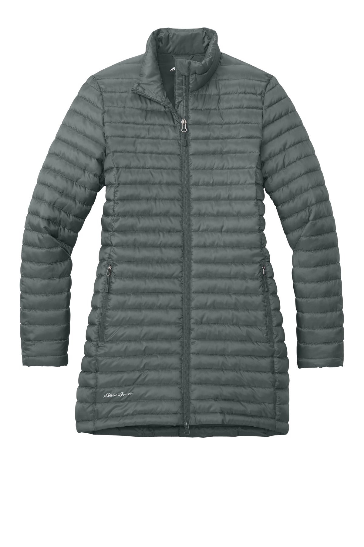 Front View of MetalGrey Eddie Bauer Women's Packable Quilted Full-Zip EB515