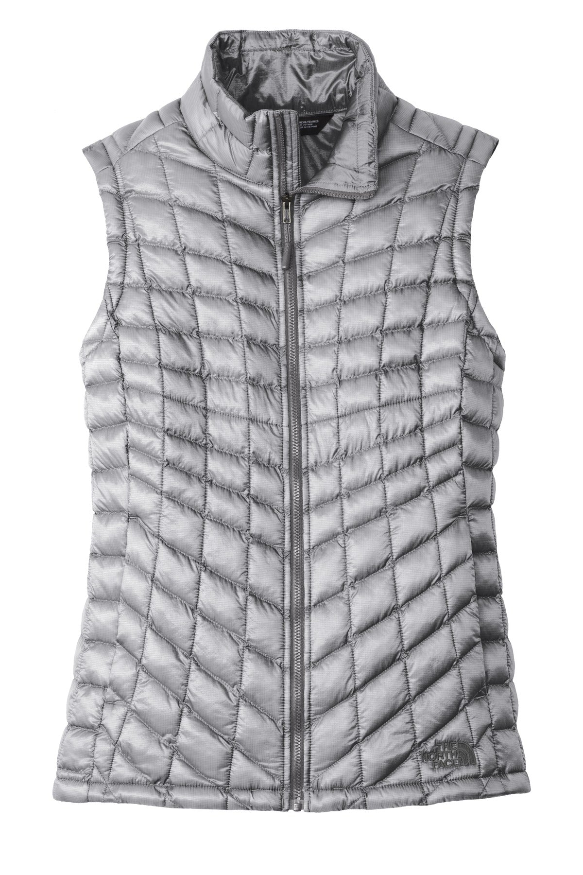 Front View of Mid Grey The North Face Women's ThermoBall Trekker Vest. NF0A3LHL