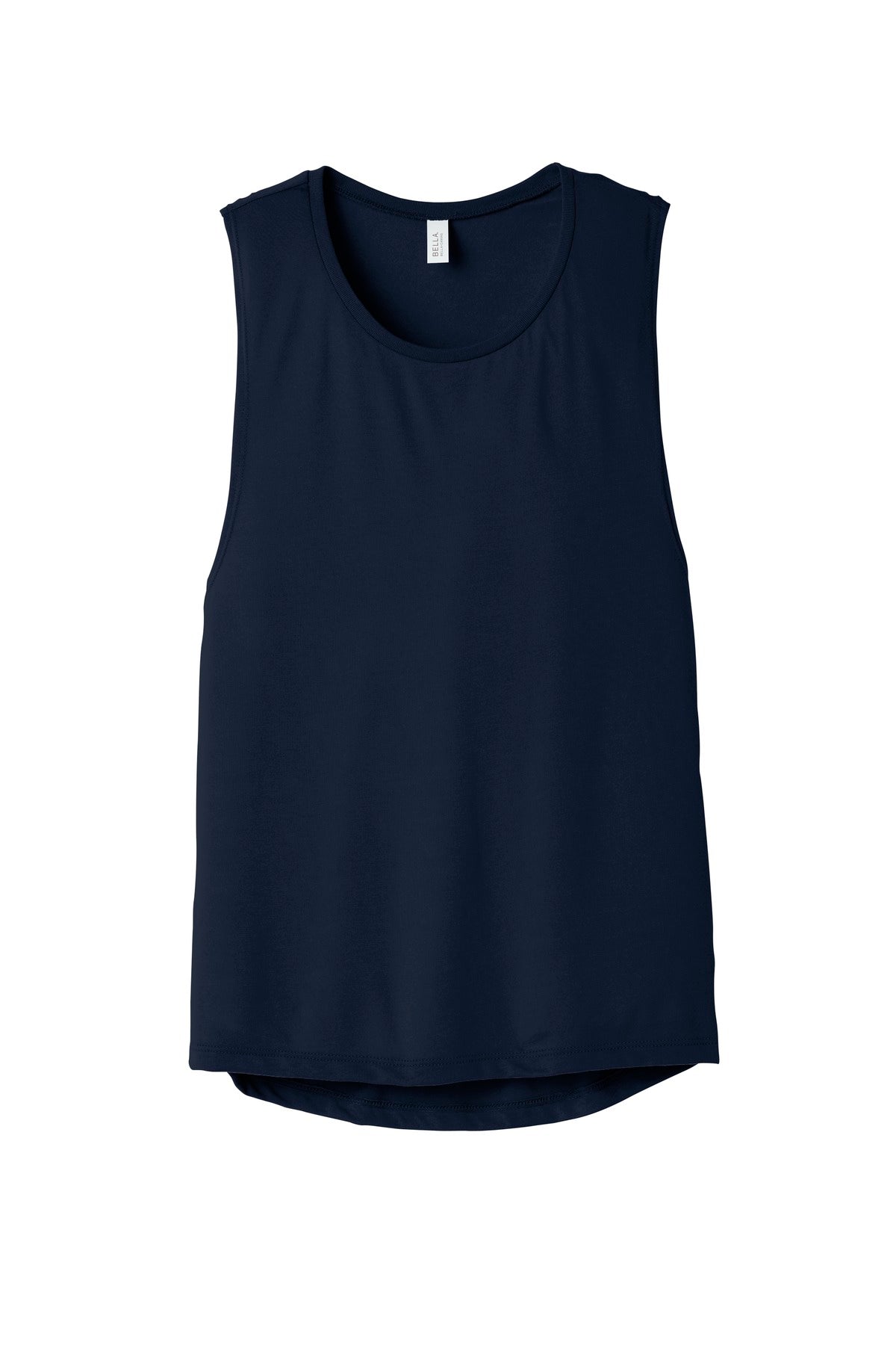 Front View of Midnight BELLA+CANVAS Women's Flowy Scoop Muscle Tank. BC8803