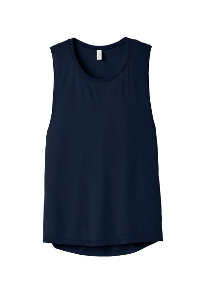Front View of Midnight BELLA+CANVAS Women's Flowy Scoop Muscle Tank. BC8803
