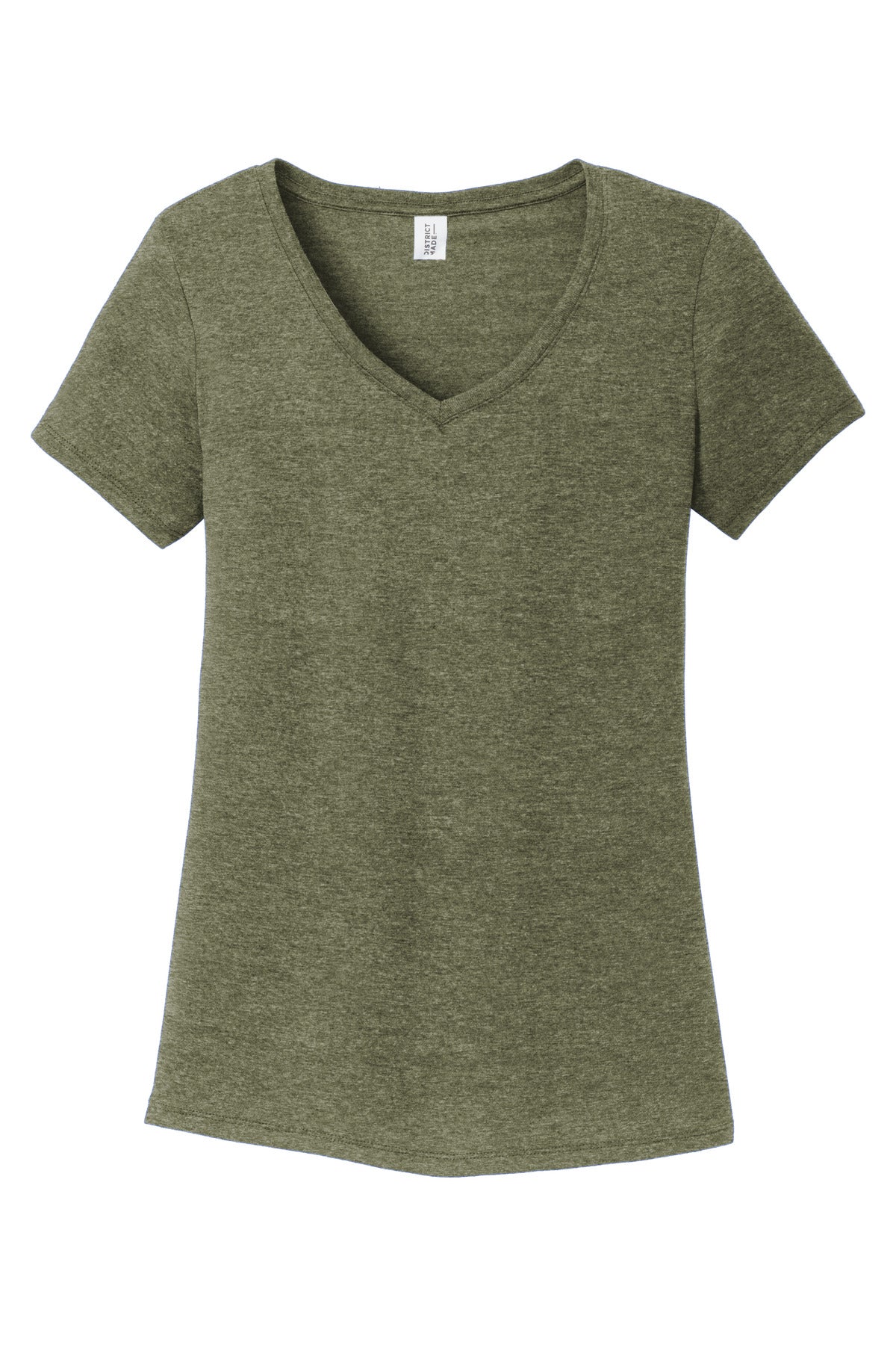Front View of MilGrnFst District Women's Perfect Tri V-Neck Tee. DM1350L