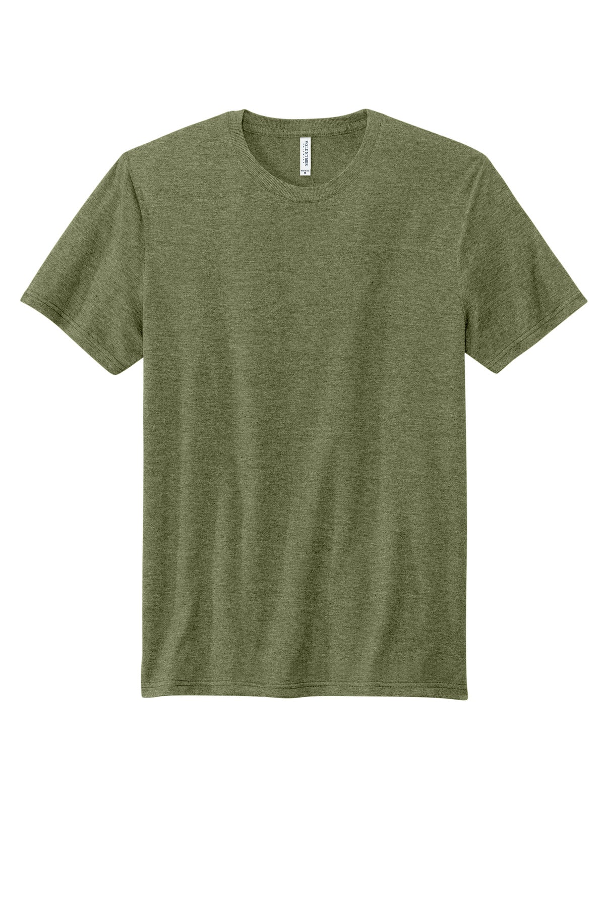 Front View of MilGrnHtr Volunteer Knitwear Tri Tee VL40