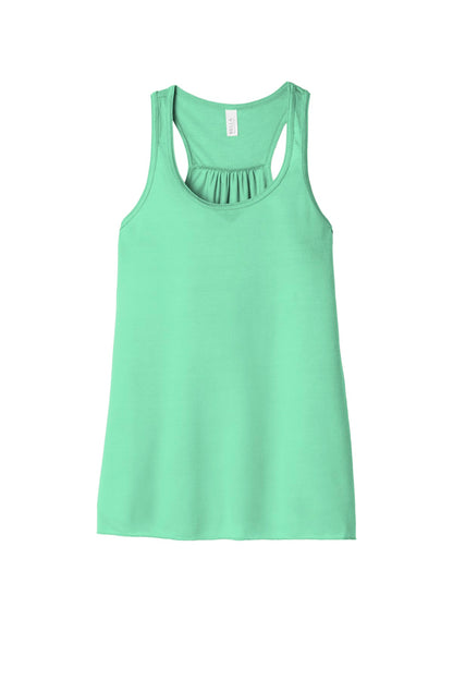 Front View of Mint BELLA+CANVAS Women's Flowy Racerback Tank. BC8800