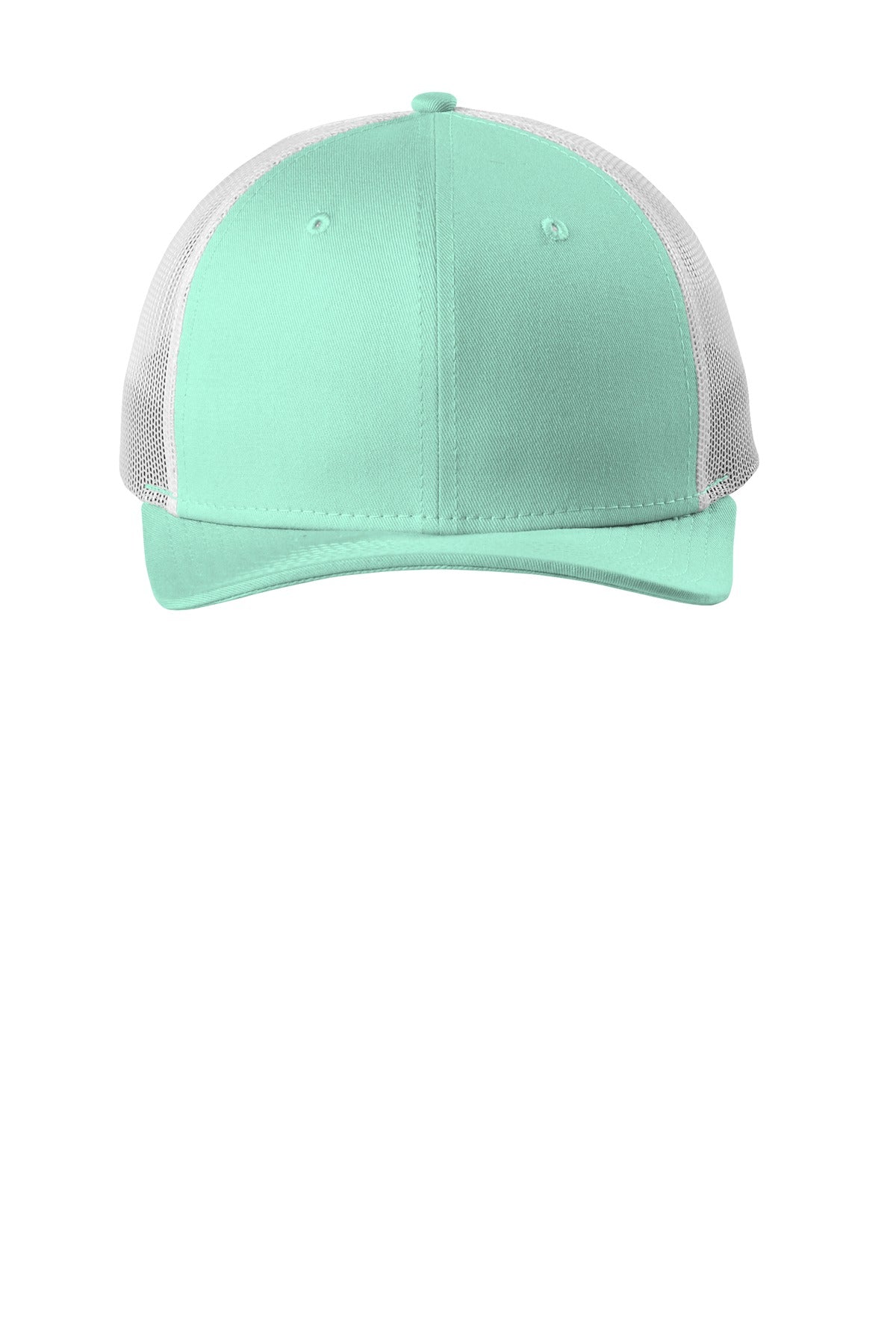 Front View of Mint/White New Era Snapback Low Profile Trucker Cap NE207