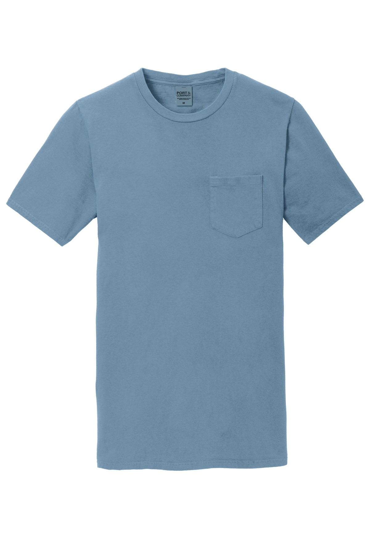 Front View of Mist Port & Company Beach Wash Garment-Dyed Pocket Tee. PC099P