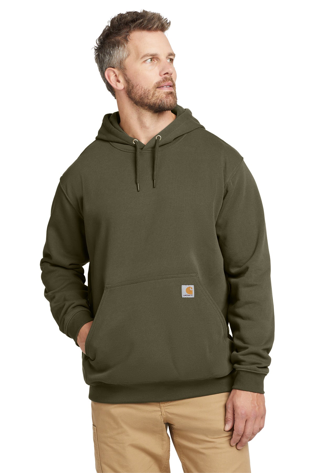 Front View of Moss Carhartt Tall Midweight Hooded Sweatshirt CTTK121