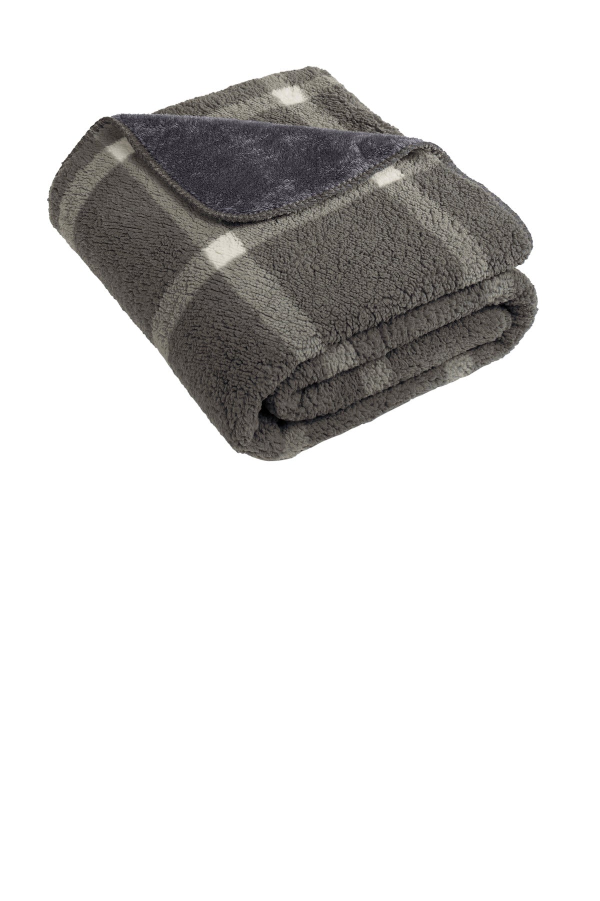 Front View of Msh/GWdPne Port Authority Double-Sided Sherpa/Plush Blanket BP48