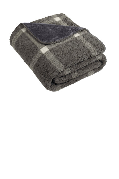 Front View of Msh/GWdPne Port Authority Double-Sided Sherpa/Plush Blanket BP48