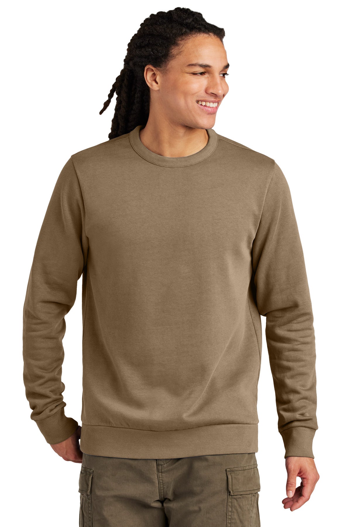 Front View of Mushroom District Wash Fleece Crew DT2204