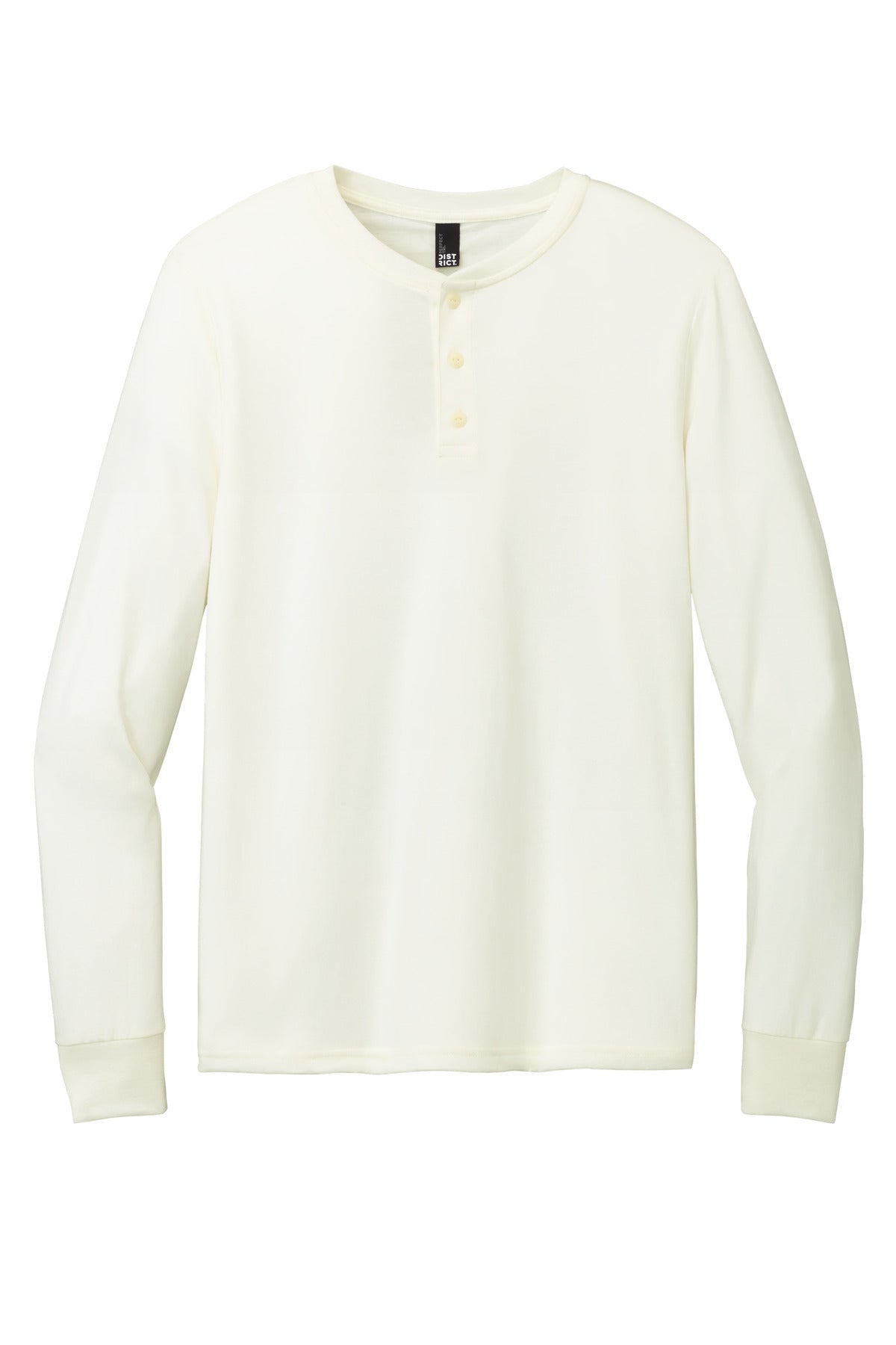 Front View of Natural District Perfect Tri Long Sleeve Henley DT145